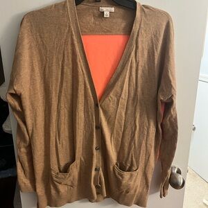 Women's Tan & Coral Cardigan